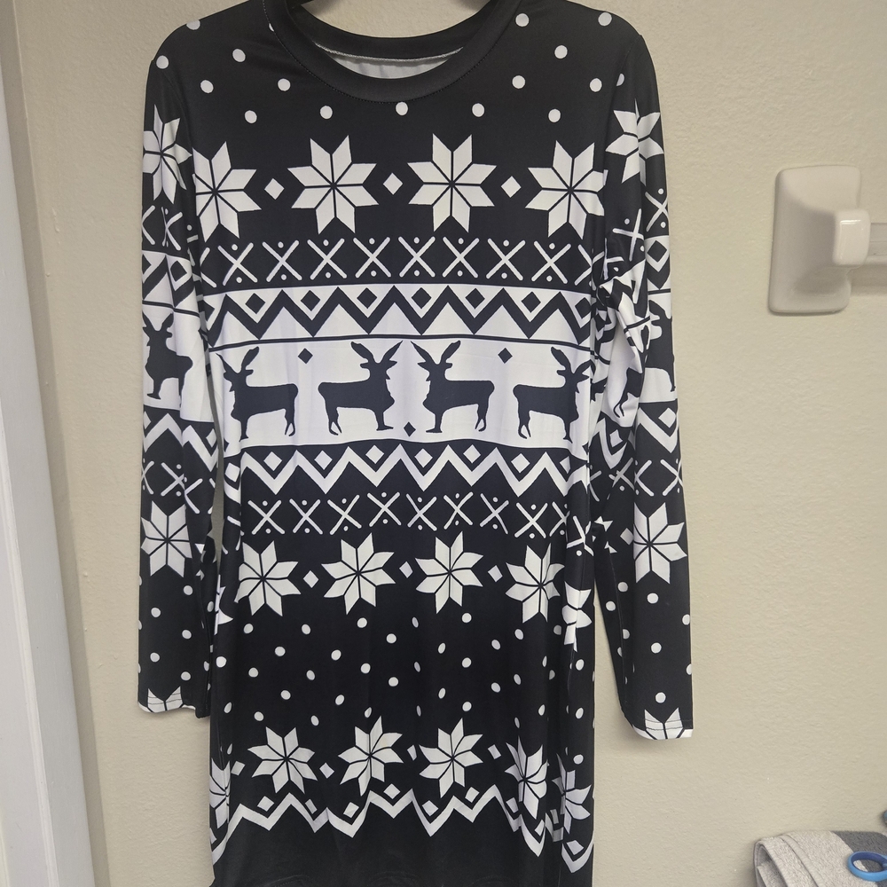 Black and White Reindeer Pattern Sweater